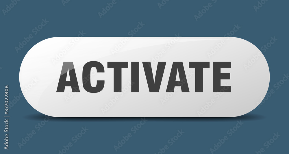 activate button. sticker. banner. rounded glass sign activate button. sticker. banner. rounded glass sign
