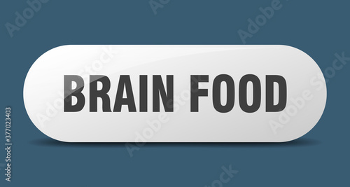 brain food button. sticker. banner. rounded glass sign