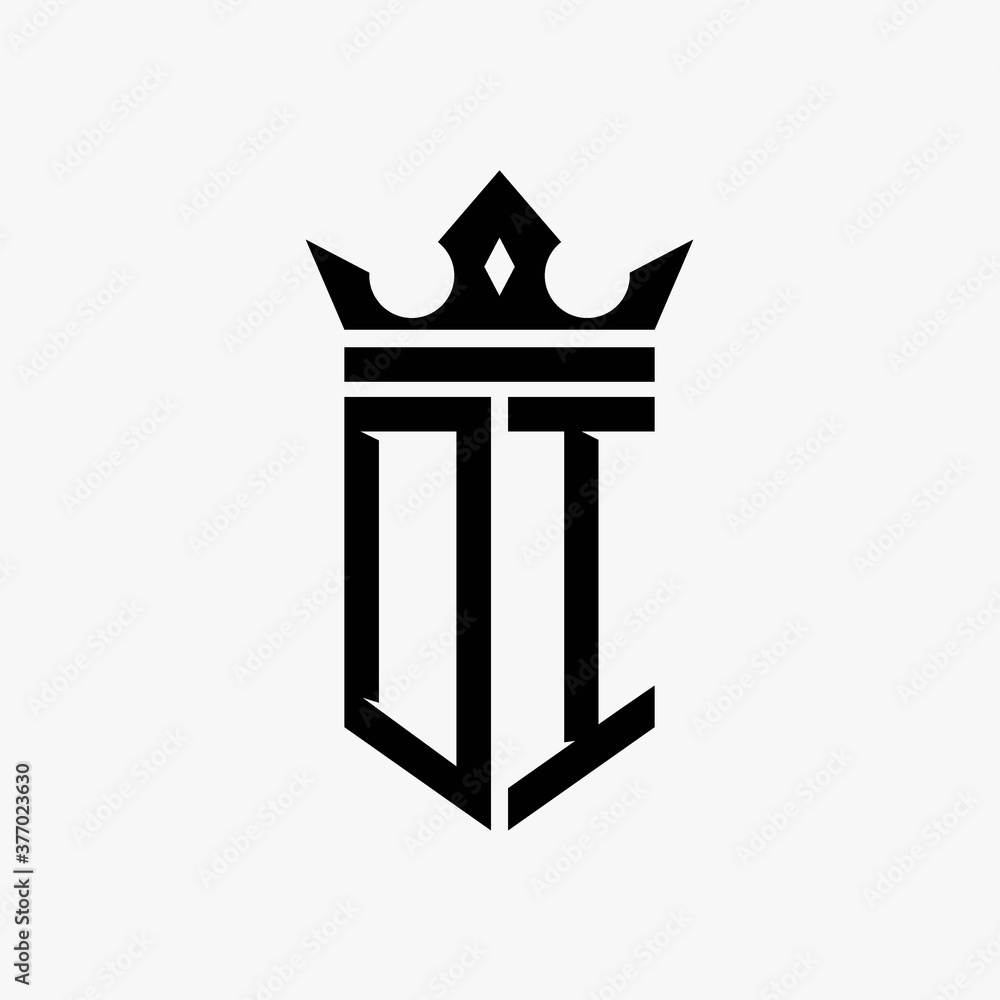 DI black color initial with crown logo template DI black color initial with crown logo template