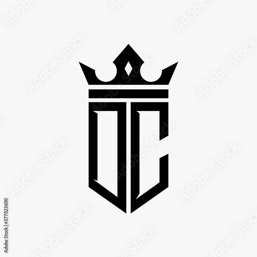 DC black color initial with crown logo template