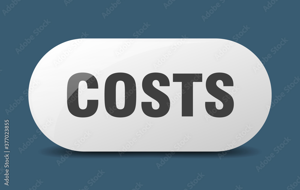 costs button. sticker. banner. rounded glass sign costs button. sticker. banner. rounded glass sign