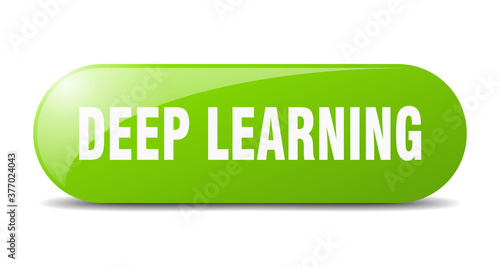 deep learning button. sticker. banner. rounded glass sign