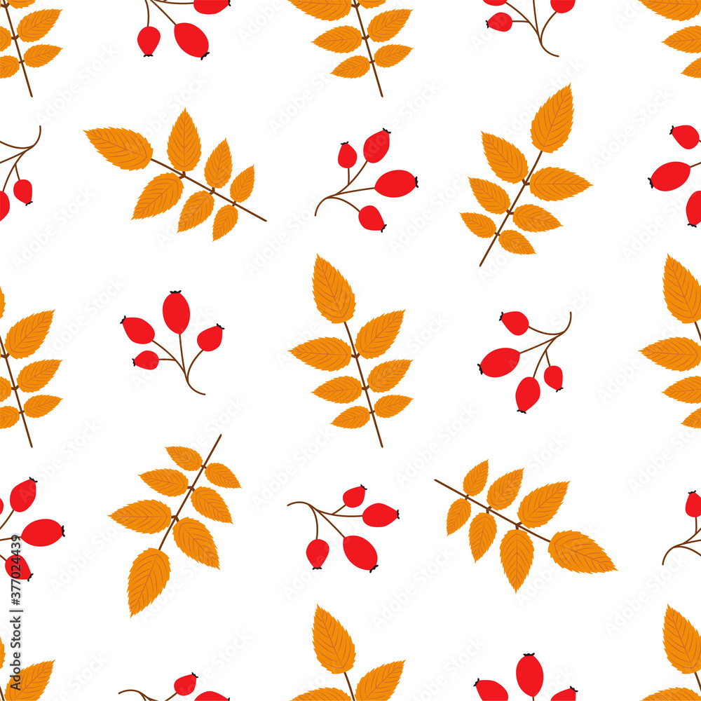 Rose hip. Autumn seamless patterns. 