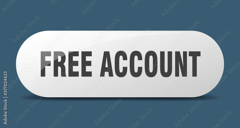 free account button. sticker. banner. rounded glass sign free account button. sticker. banner. rounded glass sign
