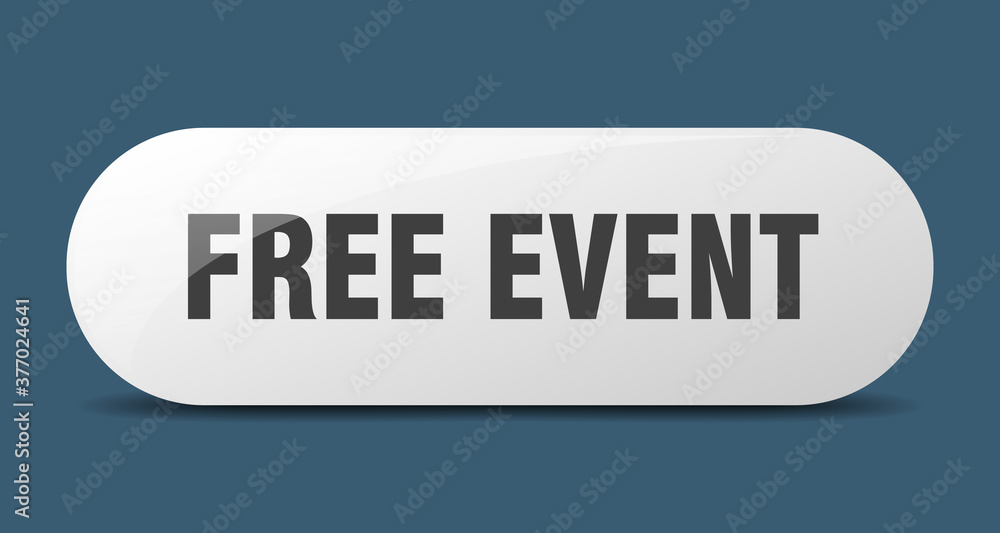 free event button. sticker. banner. rounded glass sign free event button. sticker. banner. rounded glass sign