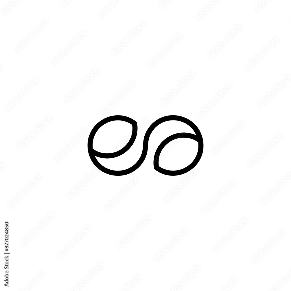 Black and White Clever Logo. Leaves and Rabbit Black and White Clever Logo. Leaves and Rabbit