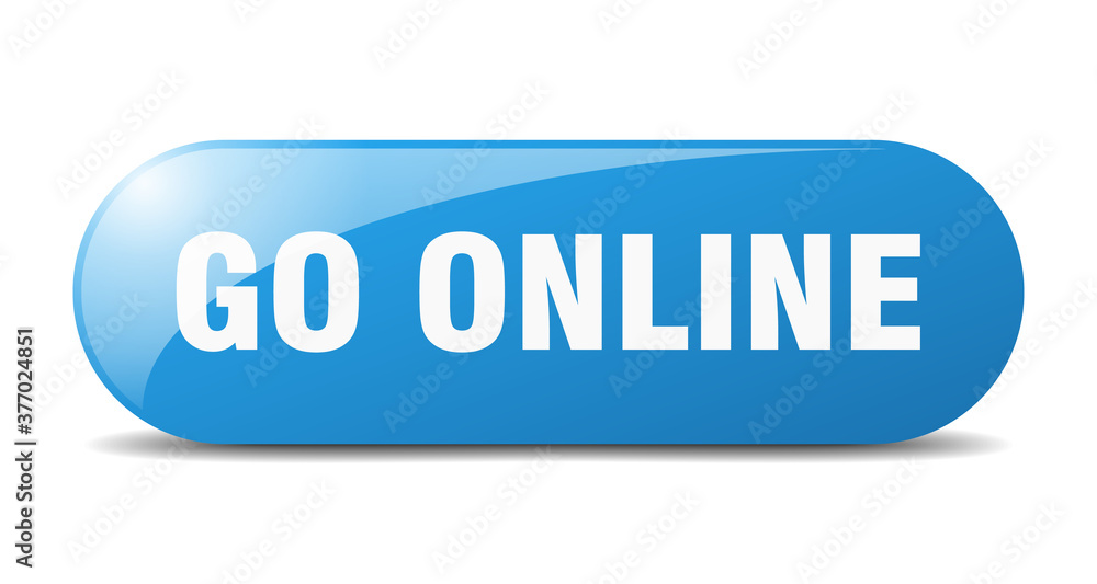go online button. sticker. banner. rounded glass sign go online button. sticker. banner. rounded glass sign