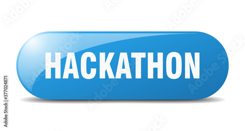 hackathon button. sticker. banner. rounded glass sign