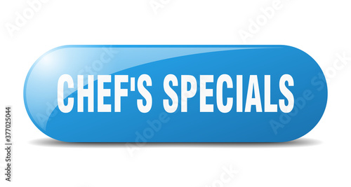 chef's specials button. sticker. banner. rounded glass sign