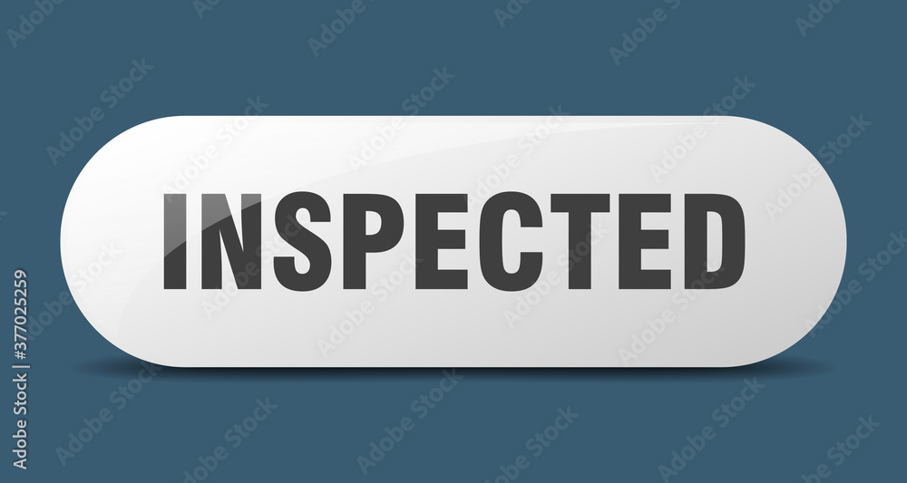 inspected button. sticker. banner. rounded glass sign