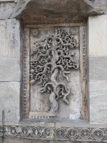 Detail of stone art at a temple