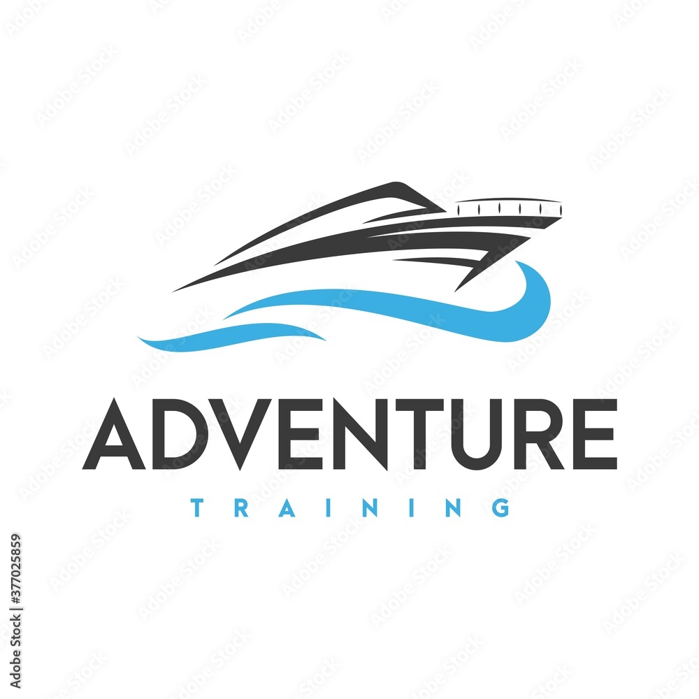 speed boat and adventure logo  icon and illustration