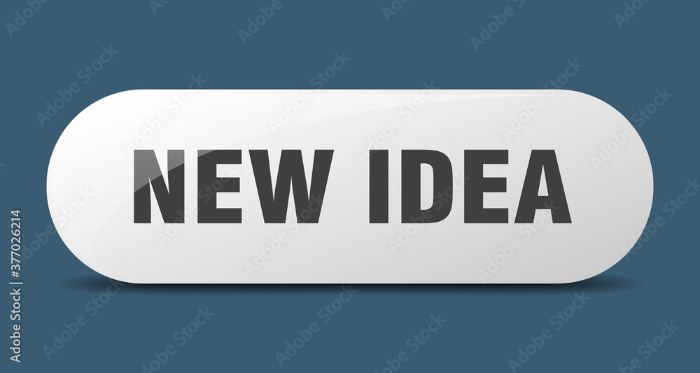 new idea button. sticker. banner. rounded glass sign