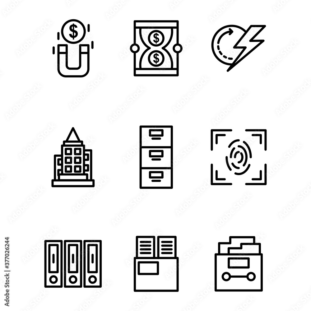 set icon office outline design set icon office outline design