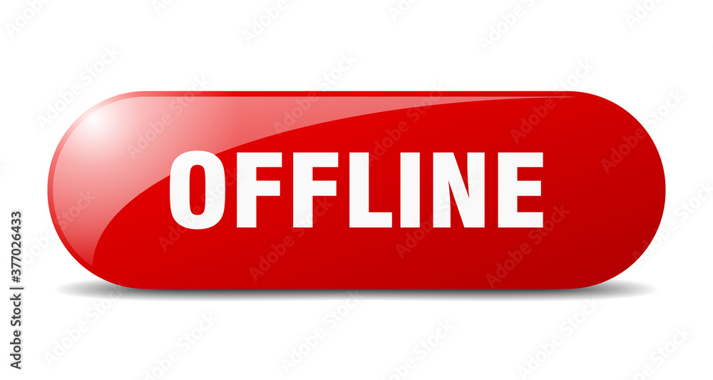 offline button. sticker. banner. rounded glass sign offline button. sticker. banner. rounded glass sign