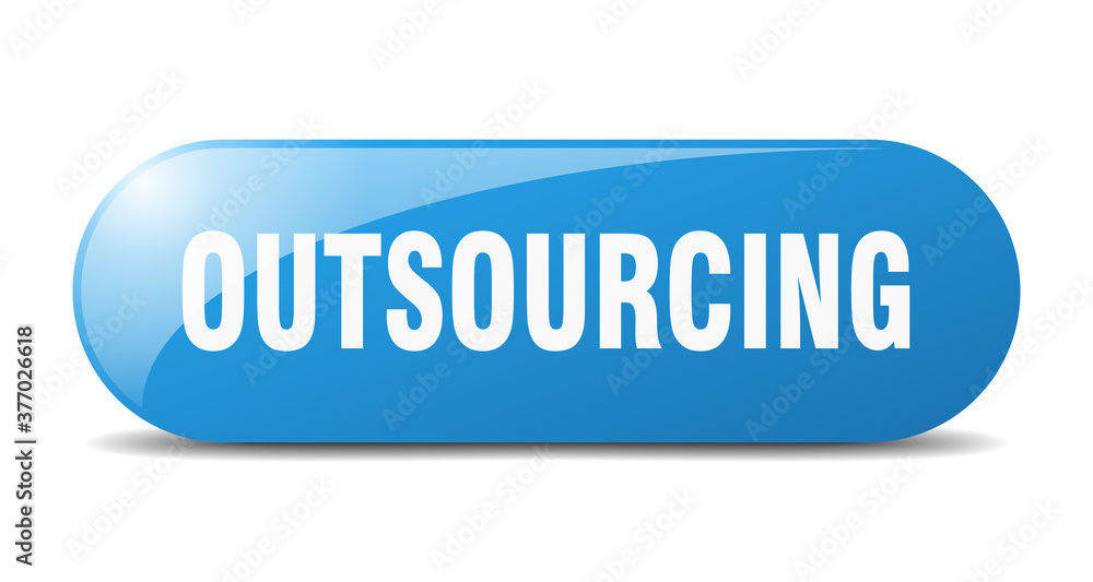 outsourcing button. sticker. banner. rounded glass sign outsourcing button. sticker. banner. rounded glass sign