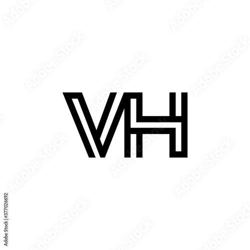 initial letter vh line stroke logo modern