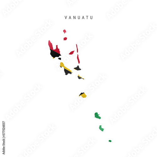 Detailed waving flag map of Vanuatu. Vector map with masked flag.
