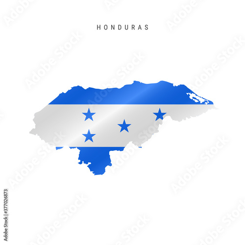 Detailed waving flag map of Honduras. Vector map with masked flag.