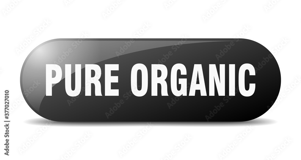 pure organic button. sticker. banner. rounded glass sign