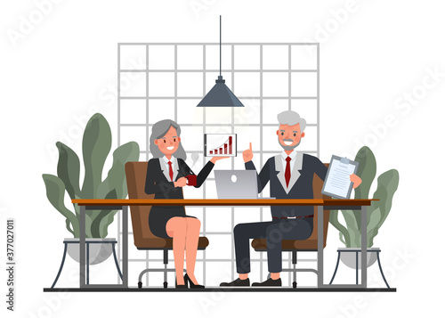 Business people working and meeting in office character vector design.