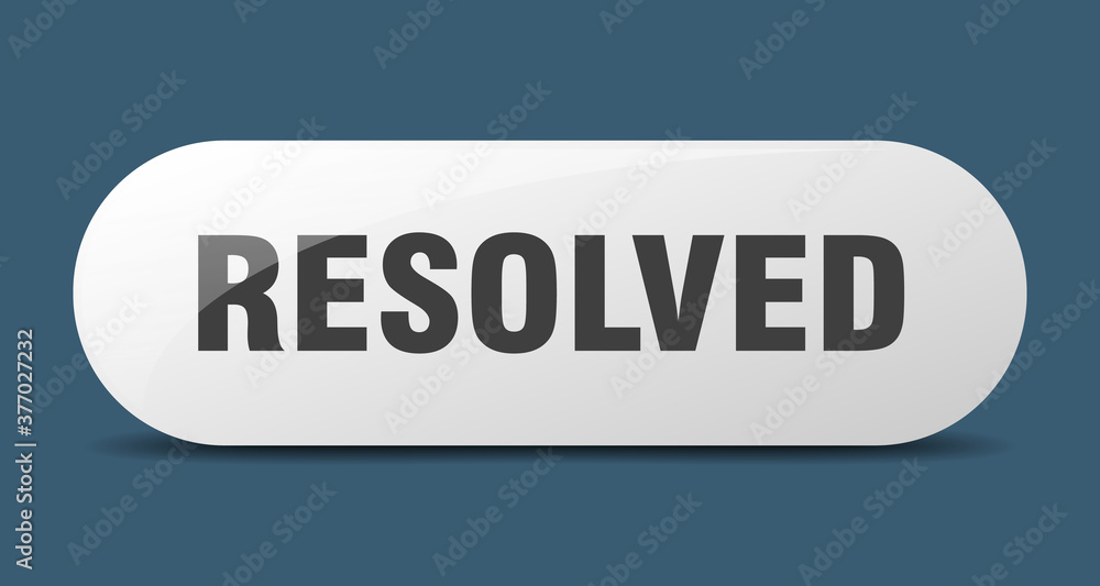 resolved button. sticker. banner. rounded glass sign