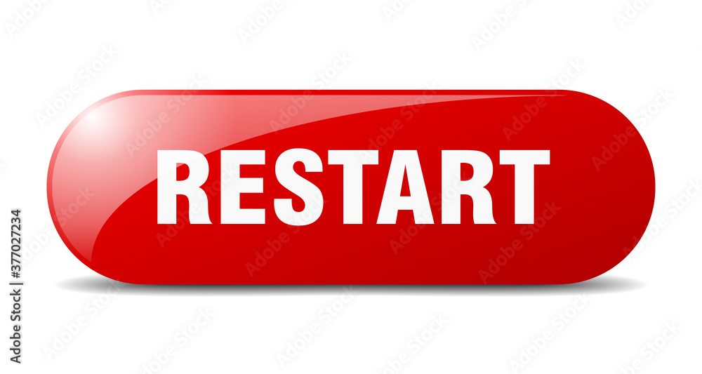 restart button. sticker. banner. rounded glass sign restart button. sticker. banner. rounded glass sign