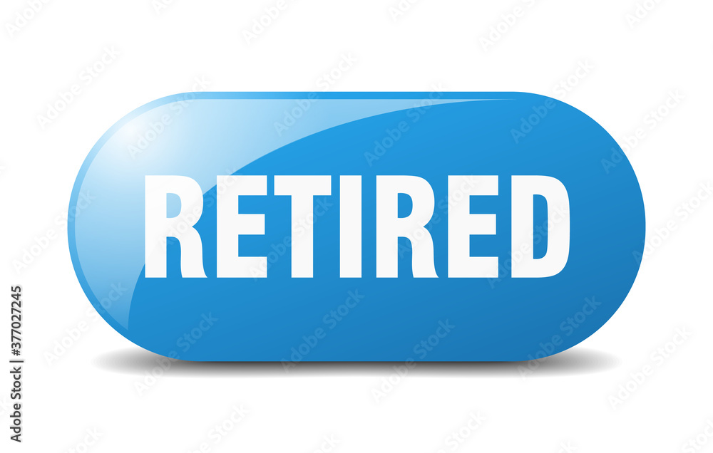 retired button. sticker. banner. rounded glass sign retired button. sticker. banner. rounded glass sign