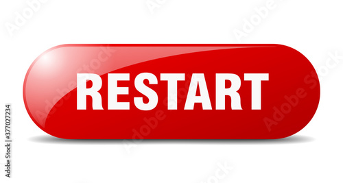 restart button. sticker. banner. rounded glass sign