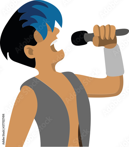 Vector emoticon illustration of a rock and roll singer man