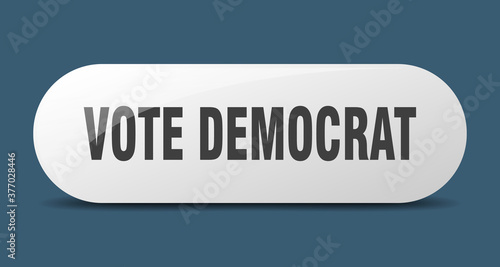 vote democrat button. sticker. banner. rounded glass sign