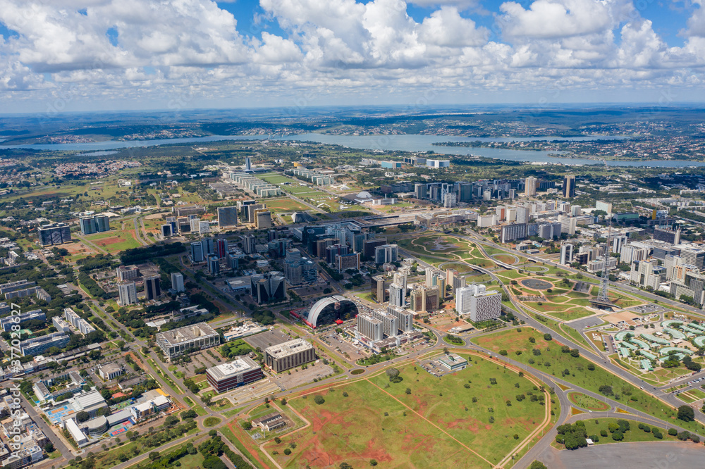 Aerial view of Brasilia's central area.