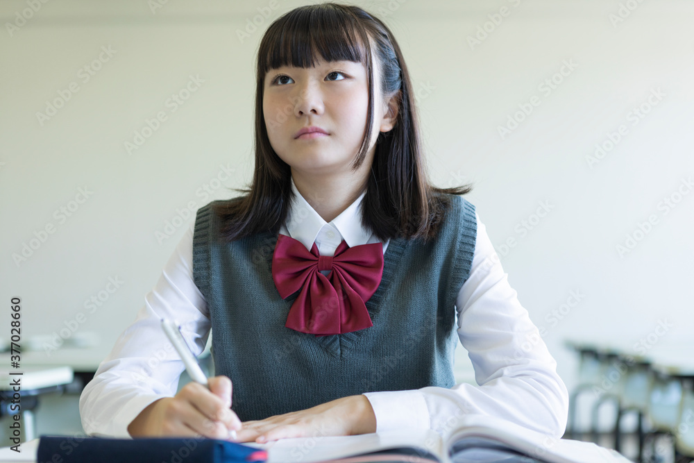 勉強する女子高生 勉強する女子高生