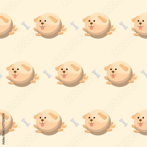 Seamless continuous illustration of dog with bones vector background
