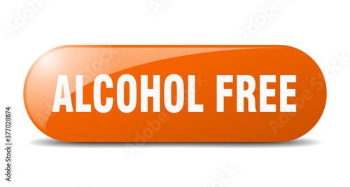 alcohol free button. sticker. banner. rounded glass sign