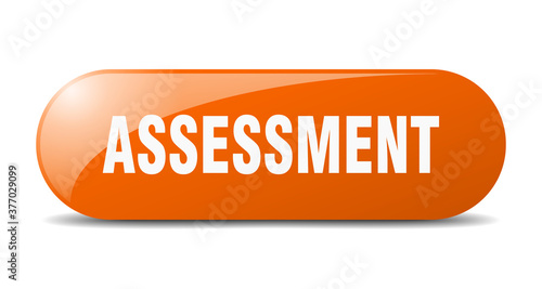 assessment button. sticker. banner. rounded glass sign