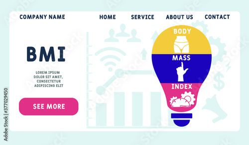 Vector website design template . BMI : Body Mass Index , business concept. illustration for website banner, marketing materials, business presentation, online advertising. 