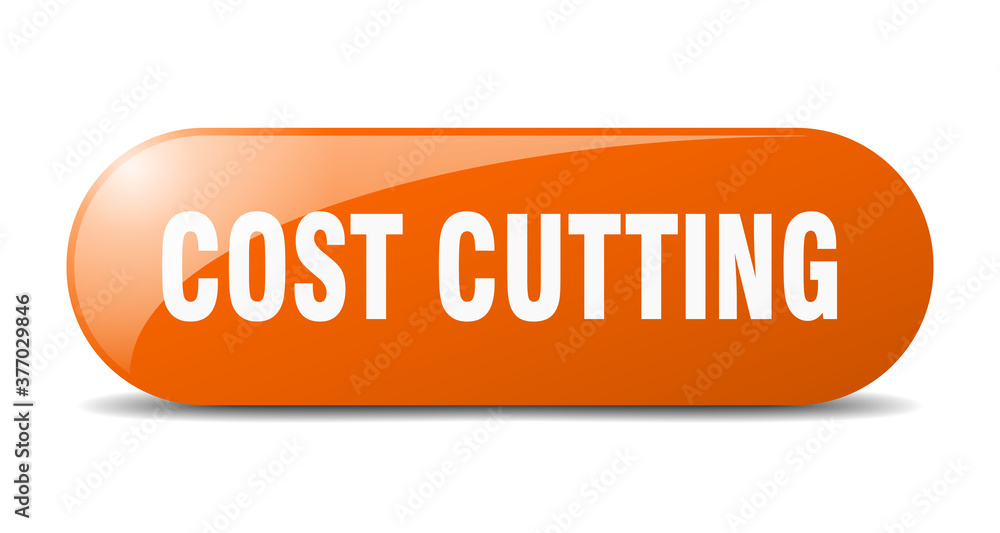 cost cutting button. sticker. banner. rounded glass sign cost cutting button. sticker. banner. rounded glass sign