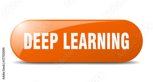 deep learning button. sticker. banner. rounded glass sign