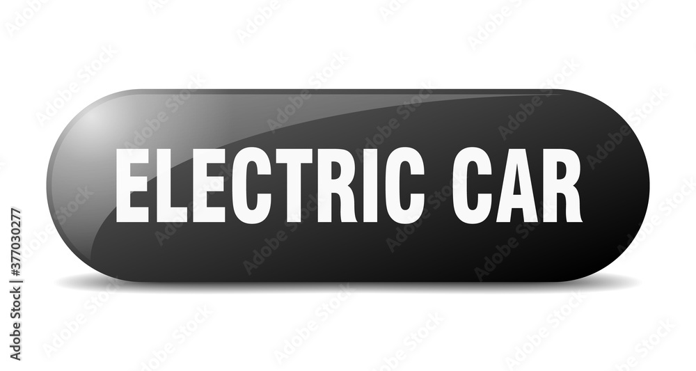electric car button. sticker. banner. rounded glass sign