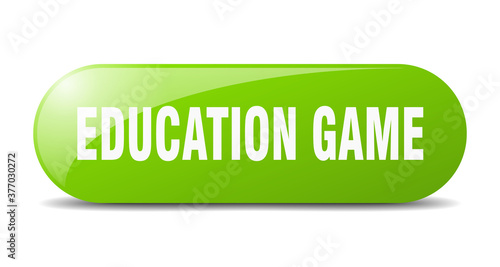 education game button. sticker. banner. rounded glass sign