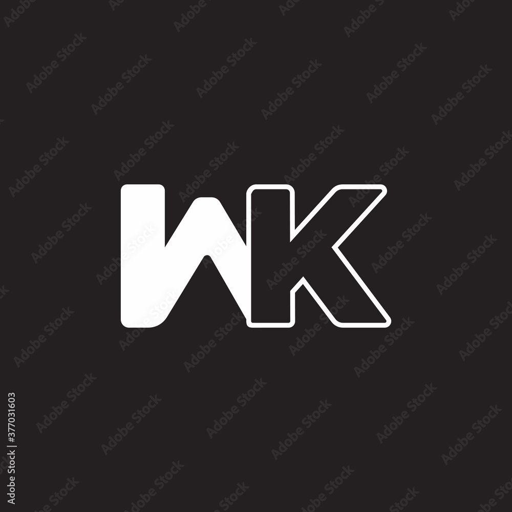 letter wk simple linked geometric logo vector letter wk simple linked geometric logo vector