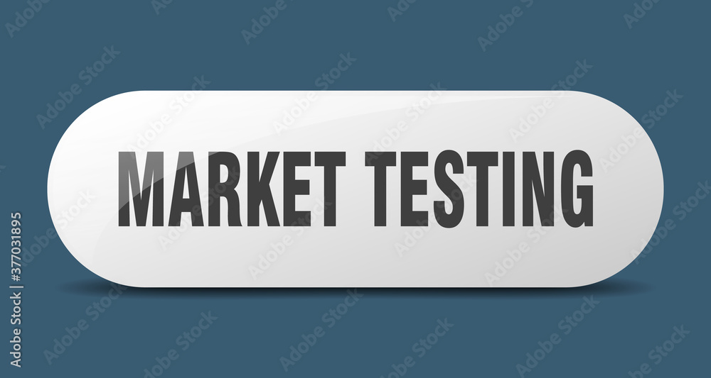 market testing button. sticker. banner. rounded glass sign