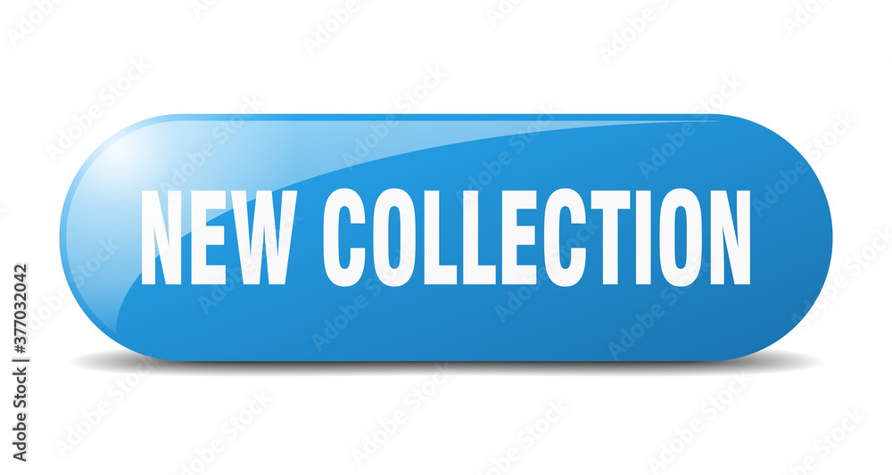 new collection button. sticker. banner. rounded glass sign new collection button. sticker. banner. rounded glass sign