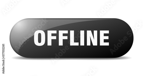 offline button. sticker. banner. rounded glass sign