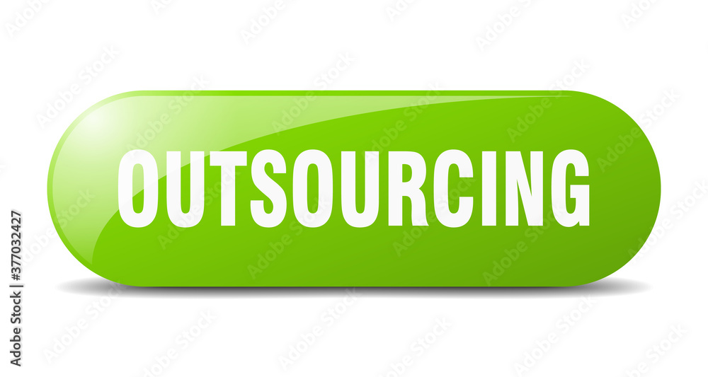 outsourcing button. sticker. banner. rounded glass sign outsourcing button. sticker. banner. rounded glass sign