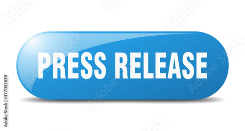 press release button. sticker. banner. rounded glass sign