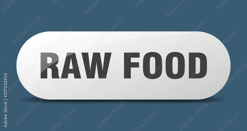 raw food button. sticker. banner. rounded glass sign