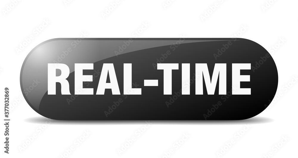 real-time button. sticker. banner. rounded glass sign real-time button. sticker. banner. rounded glass sign