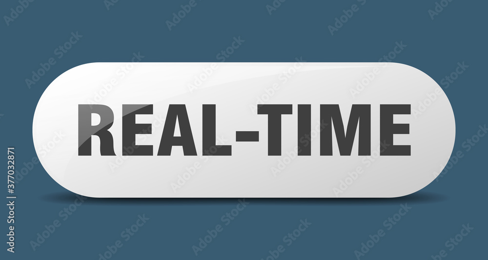 real-time button. sticker. banner. rounded glass sign real-time button. sticker. banner. rounded glass sign